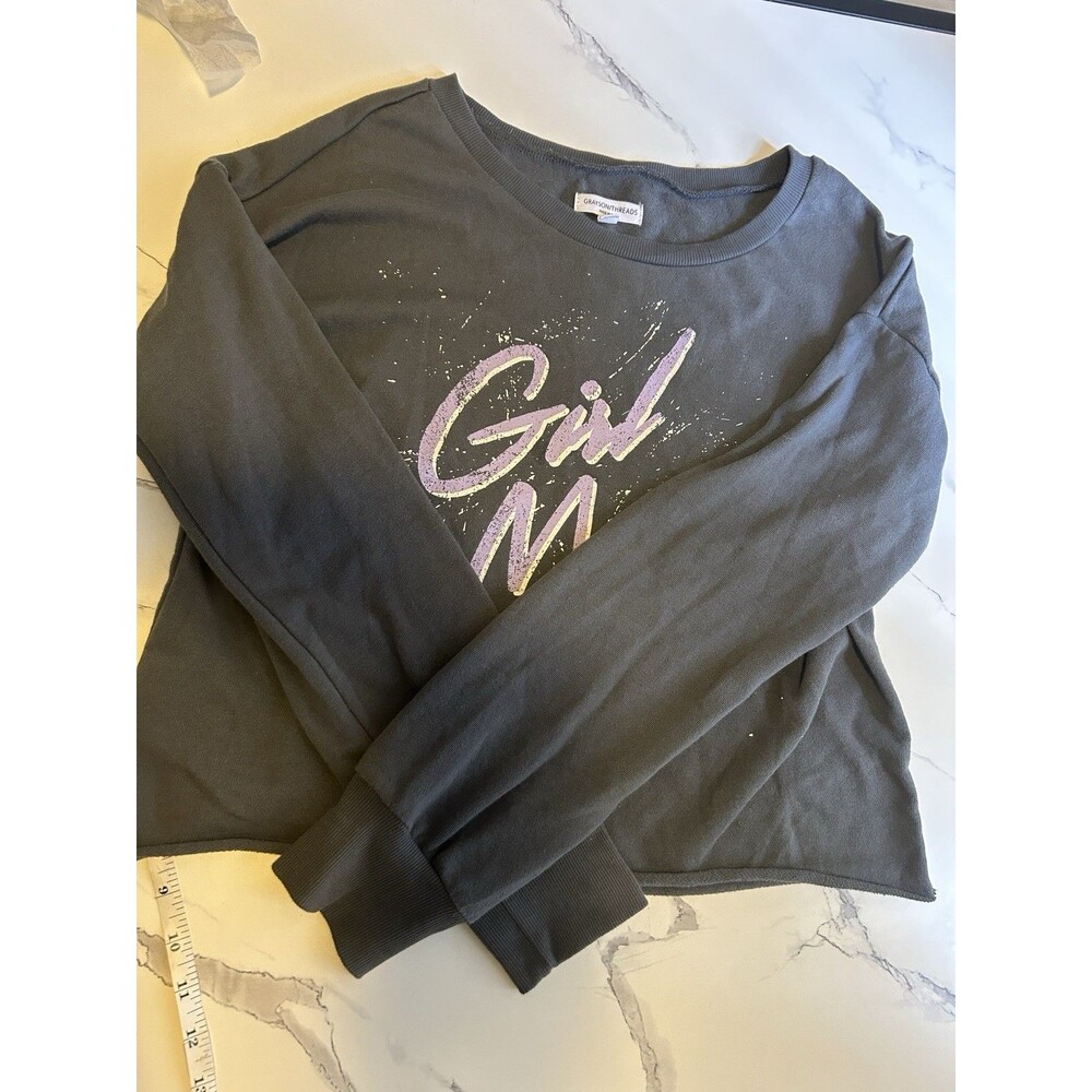 Grayson Threads Women’s M Gray Girl Magic Graphic Sweatshirt Long Sleev